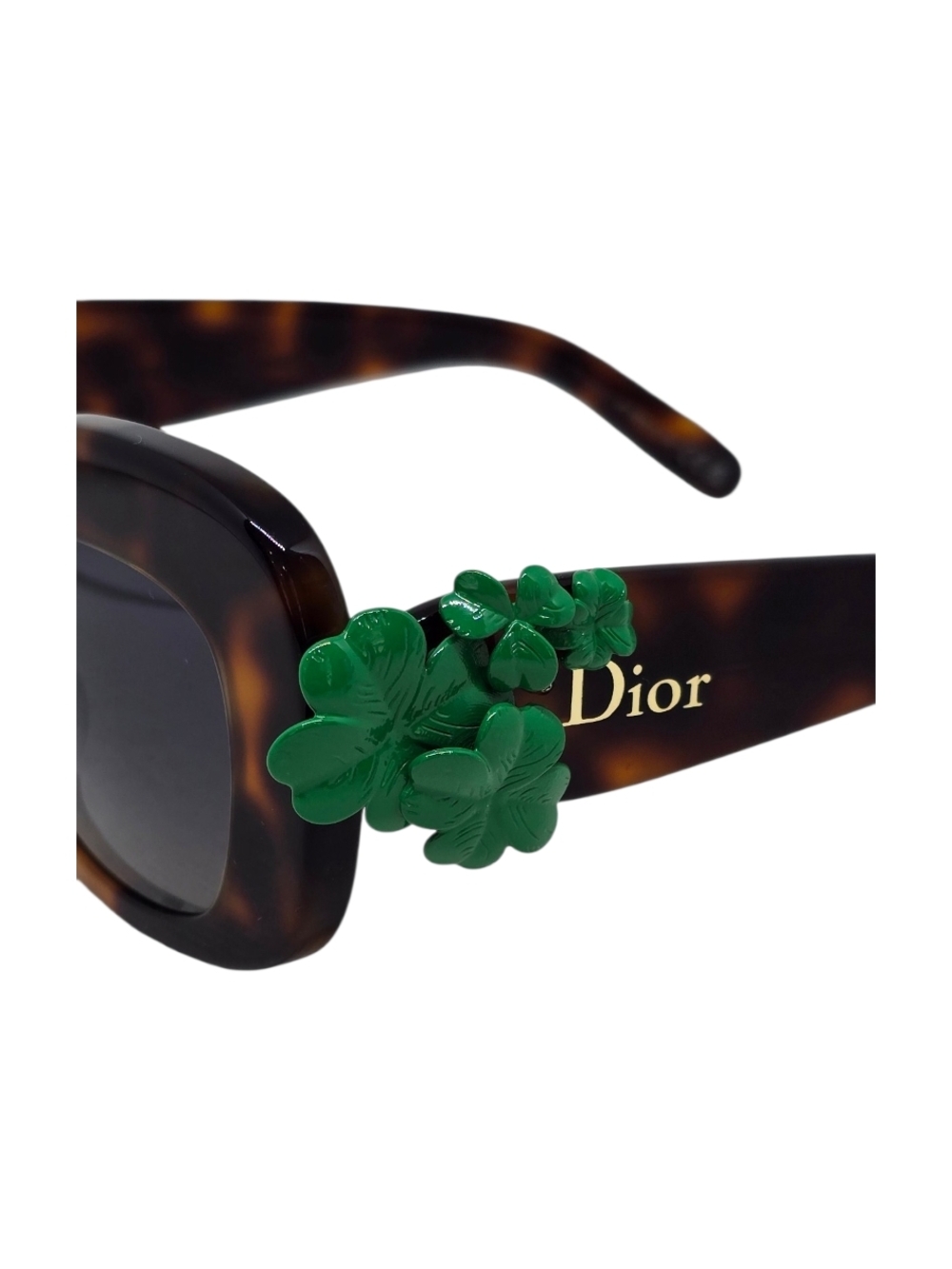 Dior Tortoiseshell Sunglasses with Green Floral Embellishment LIMITED EDITION